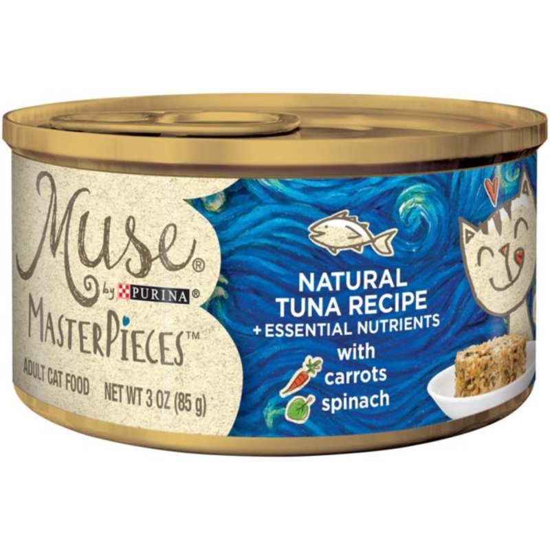 Purina Muse MasterPieces Natural Tuna Recipe with Carrots & Spinach Canned Cat Food, 3-oz, case of 24