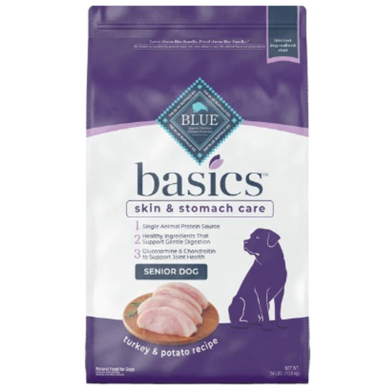 Blue Buffalo Basics Skin & Stomach Care Turkey & Potato Recipe Senior Dry Dog Food
