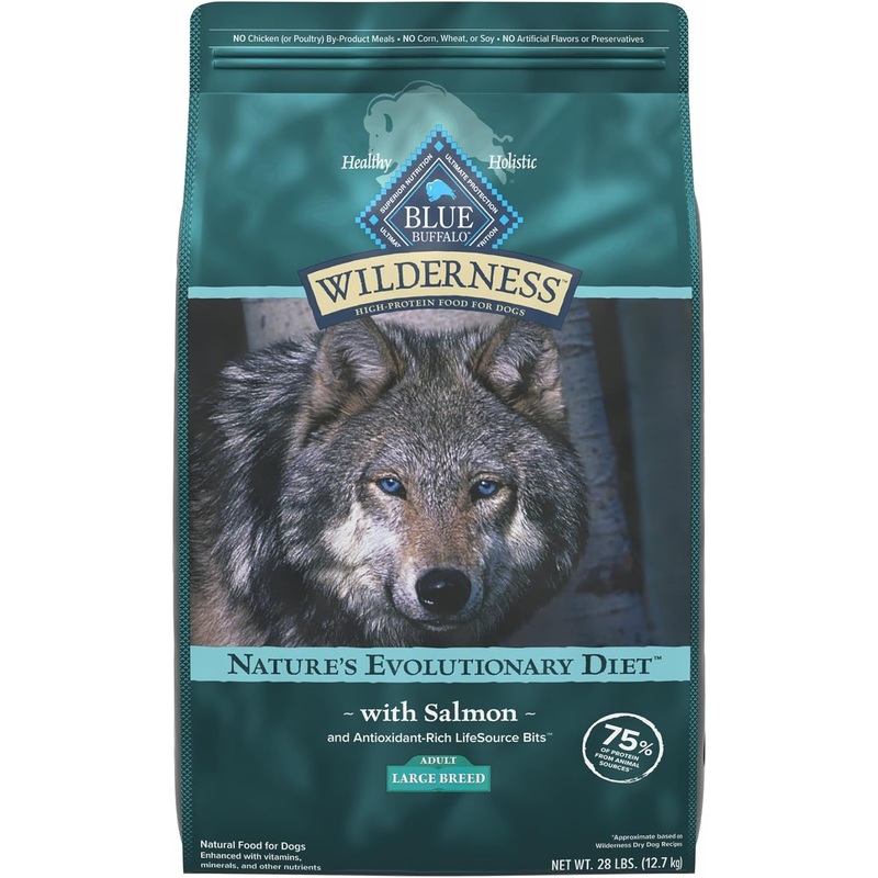 Blue Buffalo Wilderness Large Breed Adult High Protein Natural Salmon & Wholesome Grains Dry Dog Food, 28-lb bag