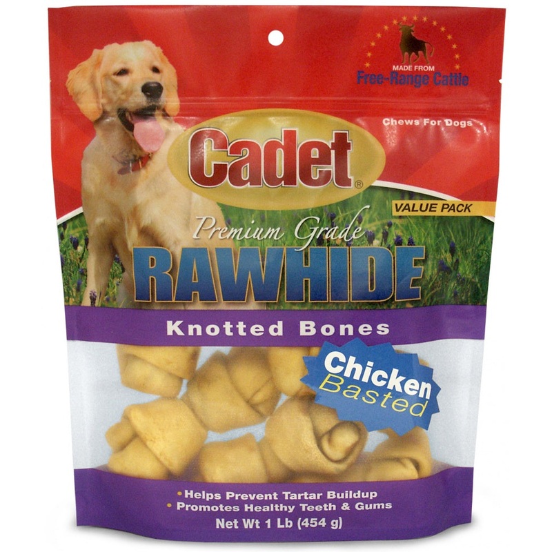Cadet Rawhide Chicken Flavor Knotted Bones for Dogs