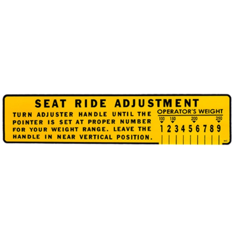 Seat Adjust Decal for International / Farmall 100