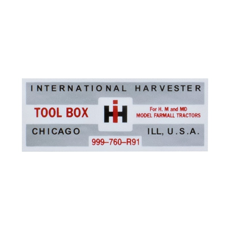 Tool Box Decal for International / Farmall H