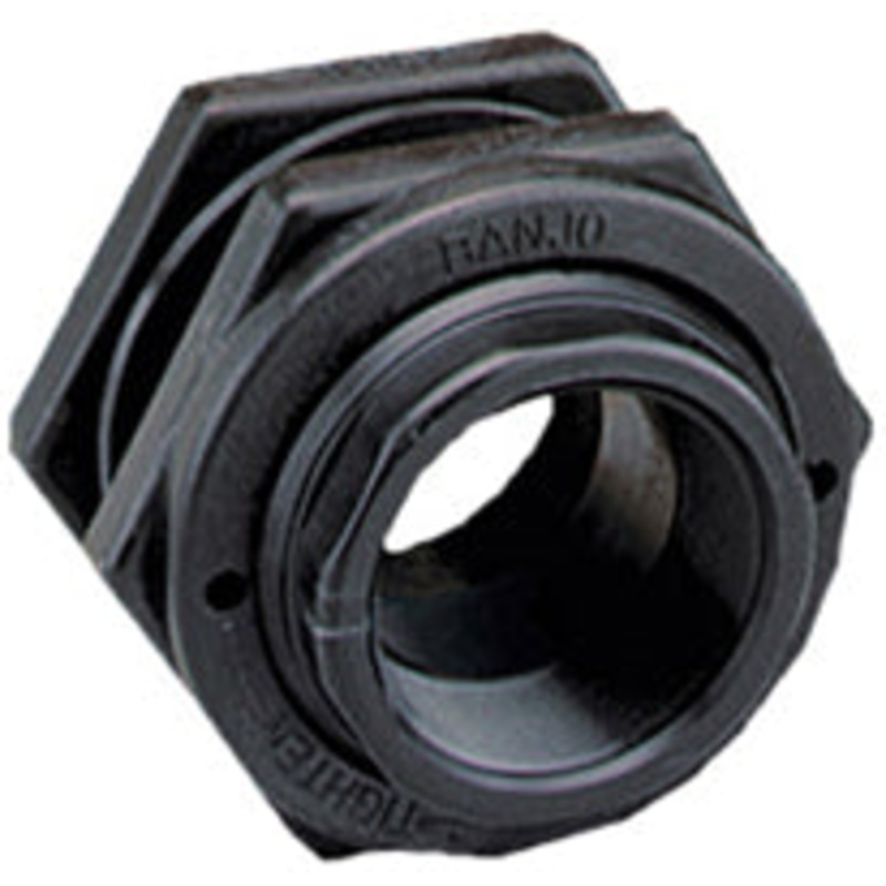 BANJO TF075 POLYPROPYLENE BULKHEAD TANK FITTING, 3/4 FNPT