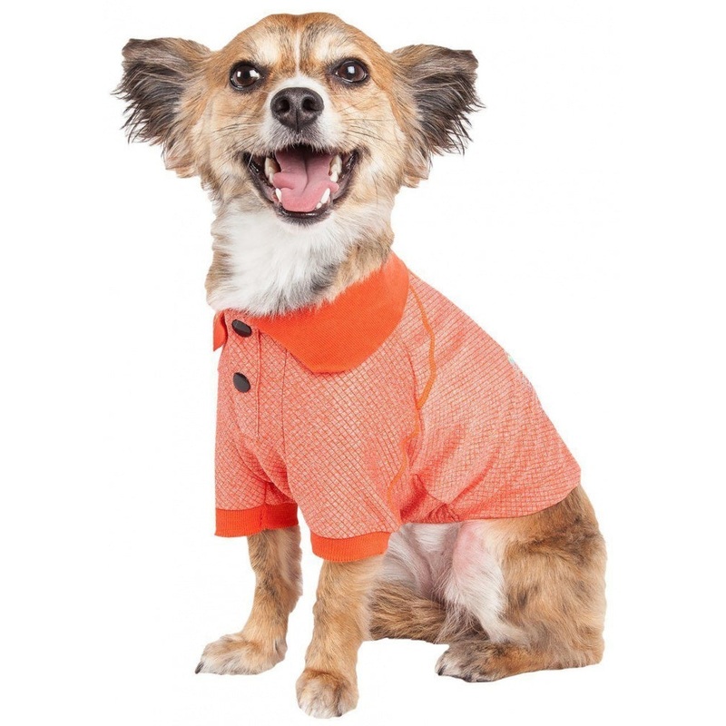 Pet Life Active Relax Stretch Fur Flexed Orange Polo Dog T-Shirt