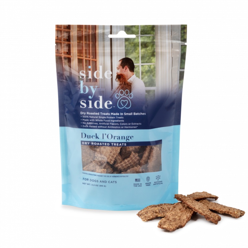 Side By Side Small Batch Dry Roasted Duck l’Orange Dog & Cat Cooling Treats