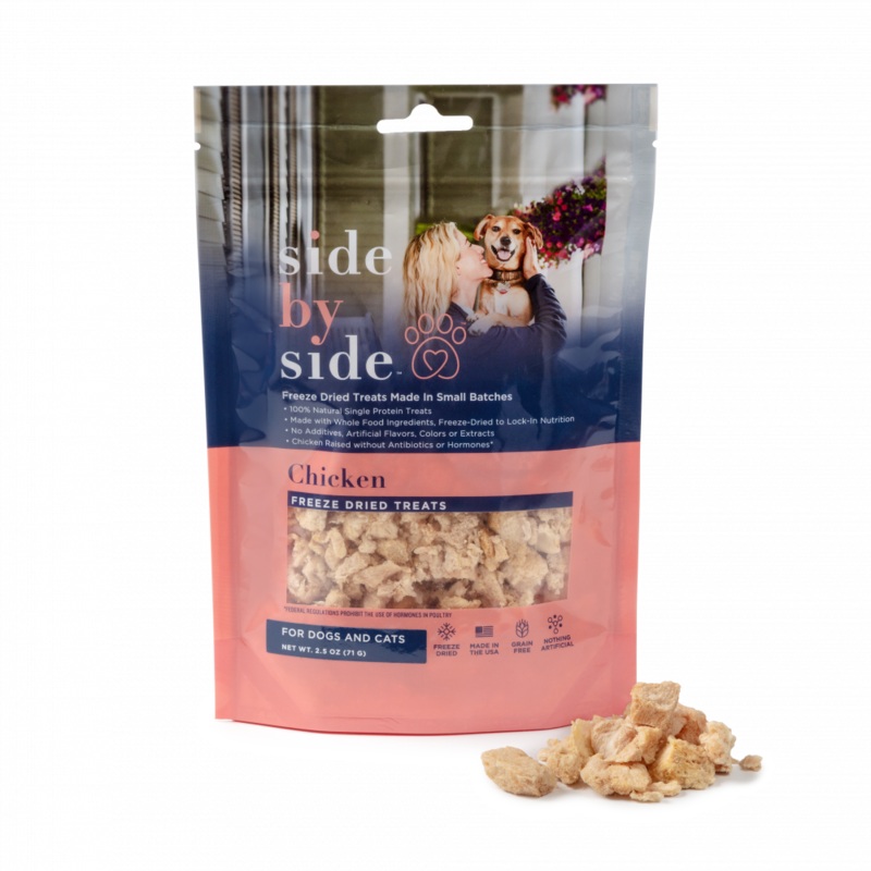 Side By Side Small Batch Freeze Dried Chicken Cubes Dog Treats
