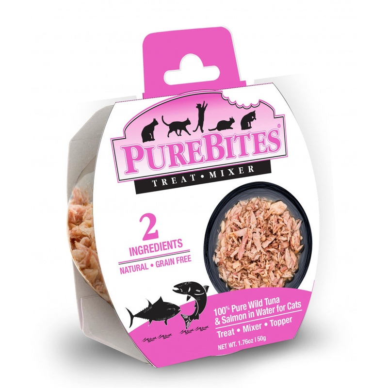 PureBites Mixers Wild Skipjack Tuna & Wild Alaskan Salmon in Water Cat Food Topper Treat