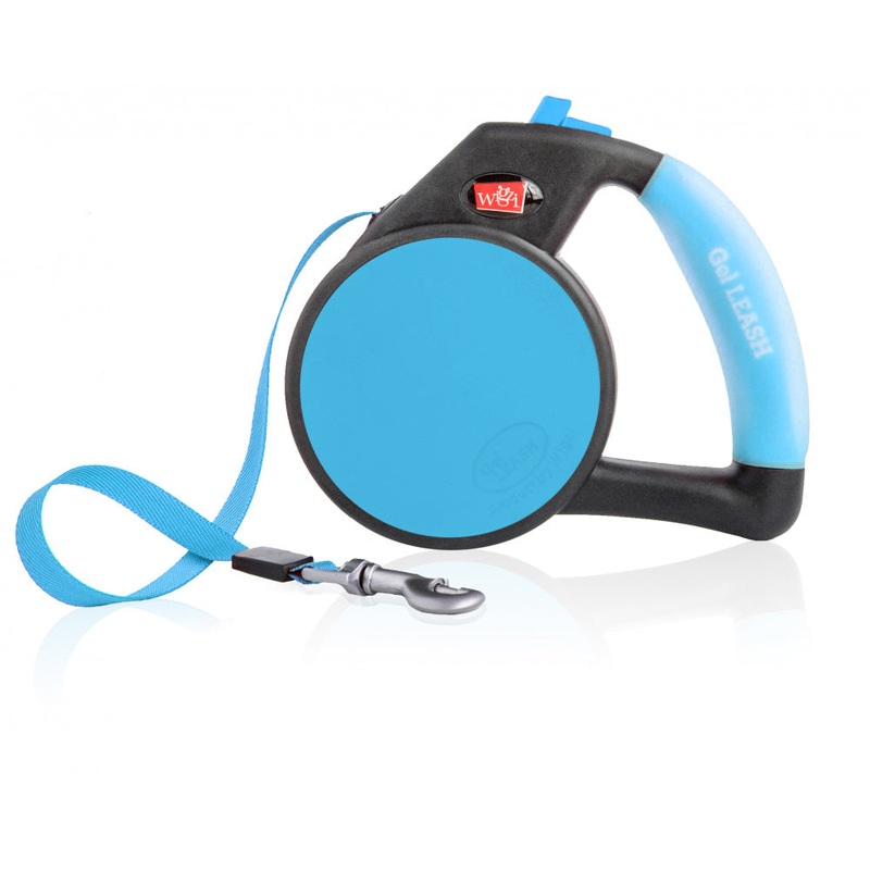 Wigzi Gel Handle Reflective Tape Blue Retractable Dog Leash