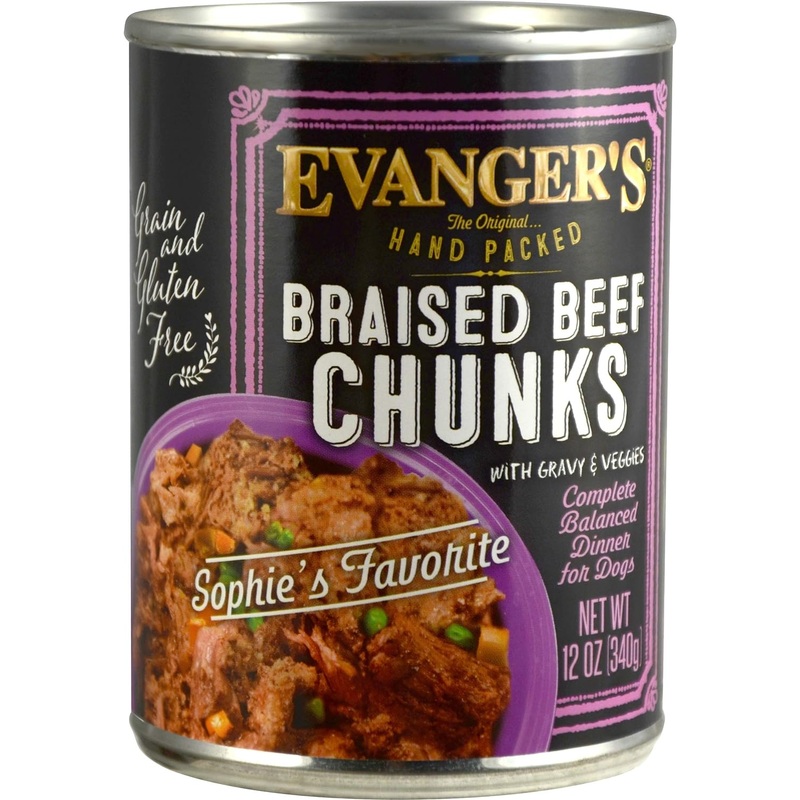 Evanger’s Grain-Free Hand Packed Braised Beef Chunks with Gravy Canned Dog Food