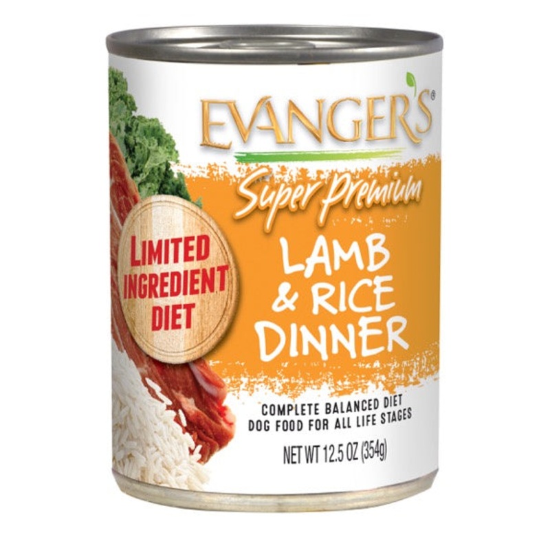 Evanger’s Super Premium Lamb & Rice Dinner Canned Dog Food, 12.8-oz, case of 12