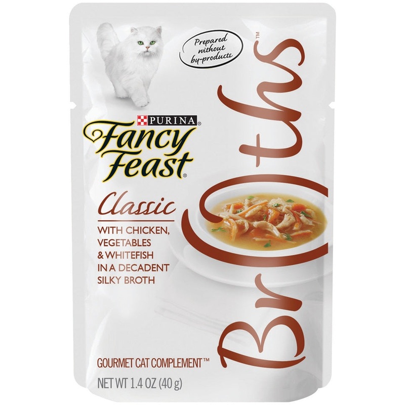 Purina Fancy Feast Broths Classic Chicken, Vegetables & Whitefish Supplemental Cat Food Pouches