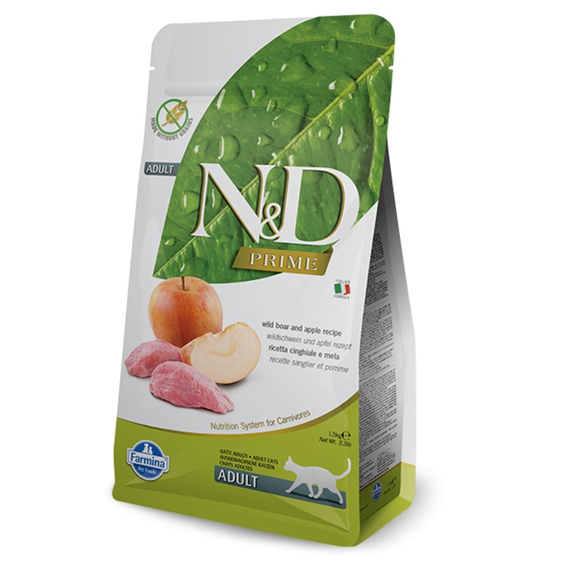 Farmina Prime N&D Natural & Delicious Grain Free Adult Wild Boar & Apple Dry Cat Food