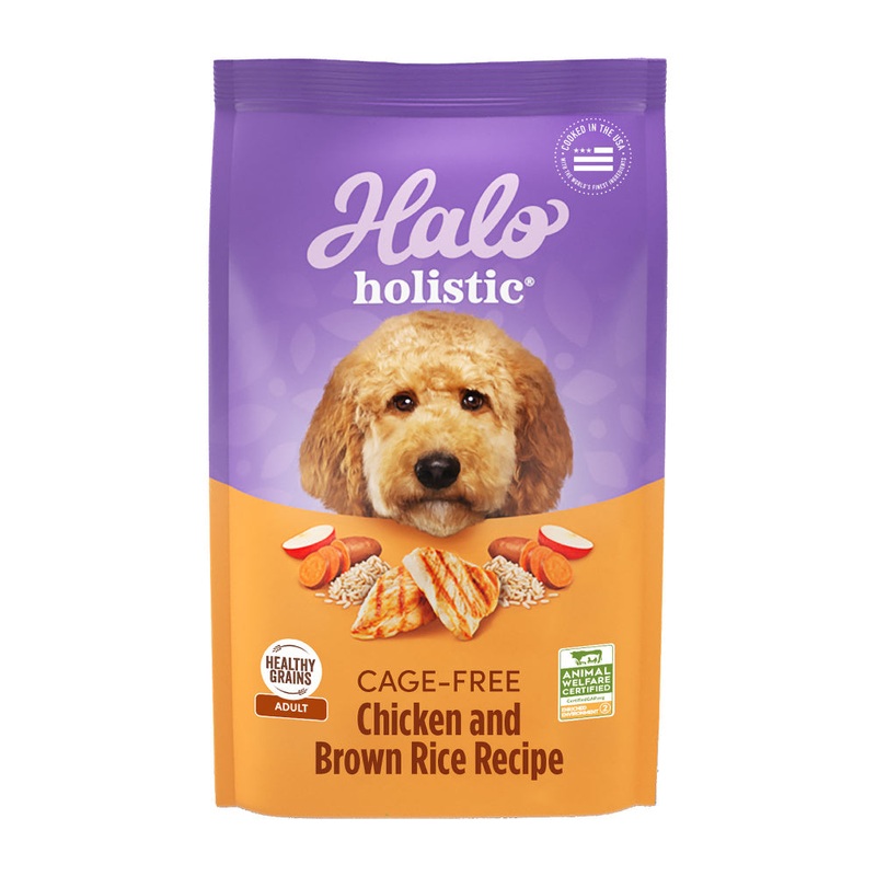 Halo Holistic Complete Digestive Health Chicken and Brown Rice Dog Food Recipe Adult Dry Dog Food