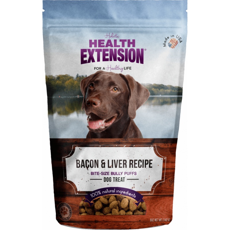Health Extension Bully Puffs Bacon and Liver Dog Treats
