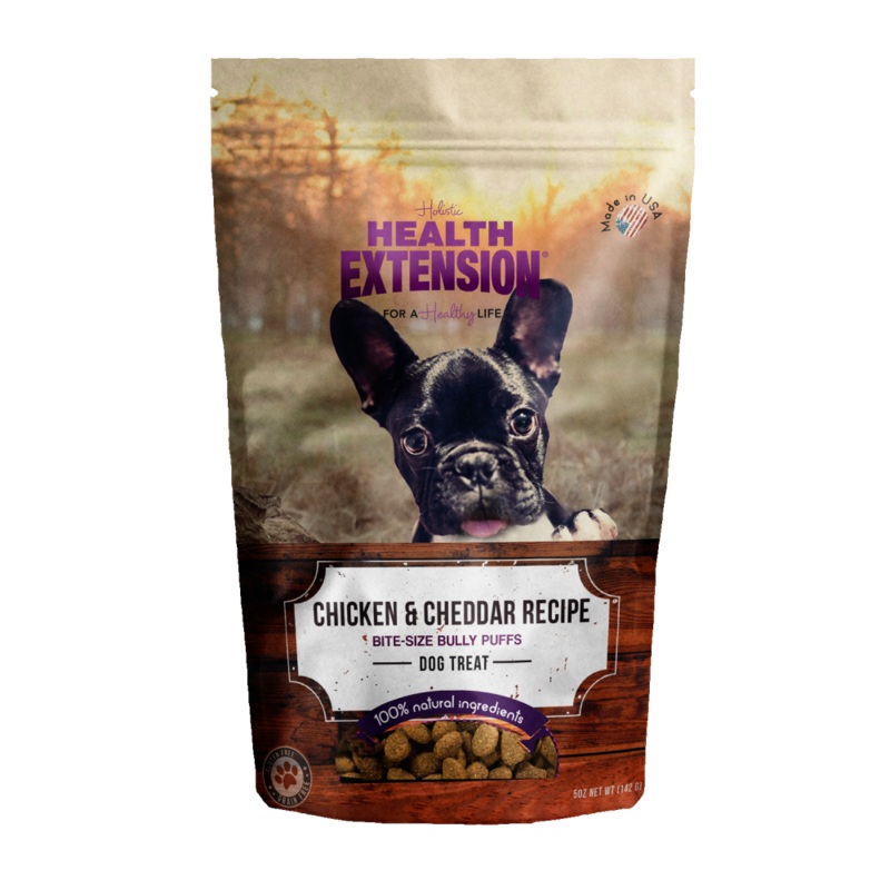 Health Extension Bully Puffs Chicken and Cheddar Dog Treats