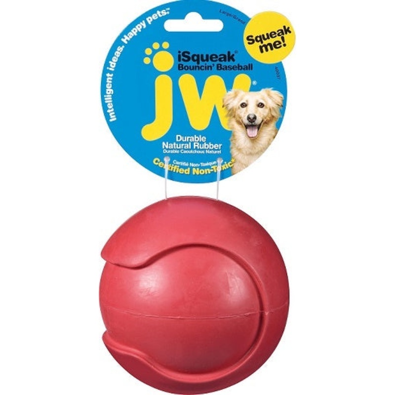 JW Pet iSqueak Bouncin Baseball Dog Toy