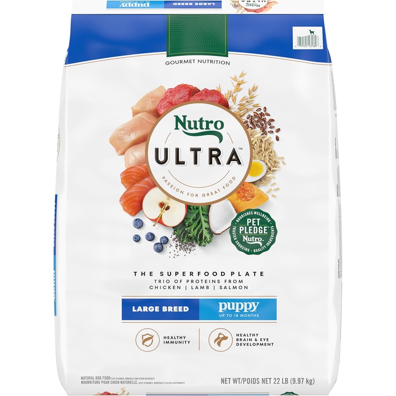 Nutro Ultra Large Breed Puppy Trio of Proteins High Protein Chicken, Lamb & Salmon Dry Dog Food, 22-lb bag
