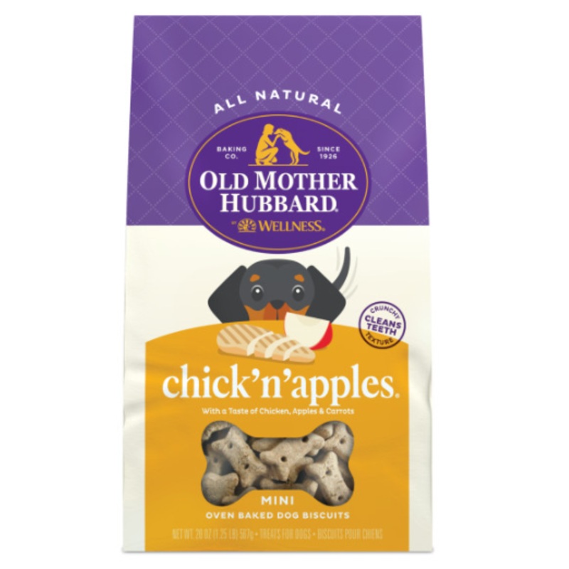 Old Mother Hubbard by Wellness Classic Chick’N’Apples Natural Mini Oven-Baked Biscuits Dog Treats, 20-oz bag
