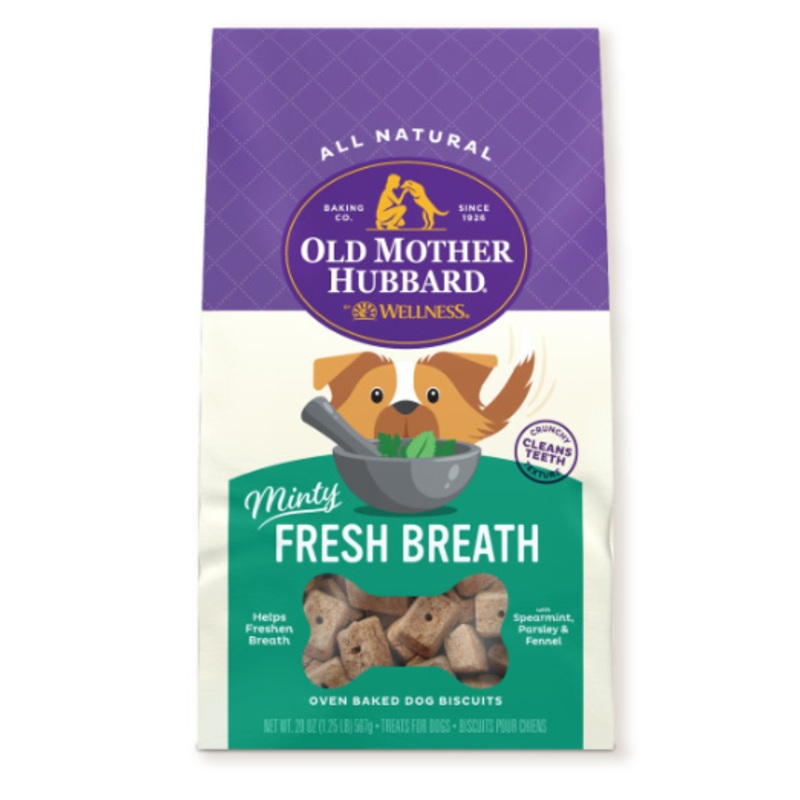 Old Mother Hubbard by Wellness Mother’s Solutions Minty Fresh Breath Natural Oven-Baked Biscuits Dog Treats, 20-oz bag