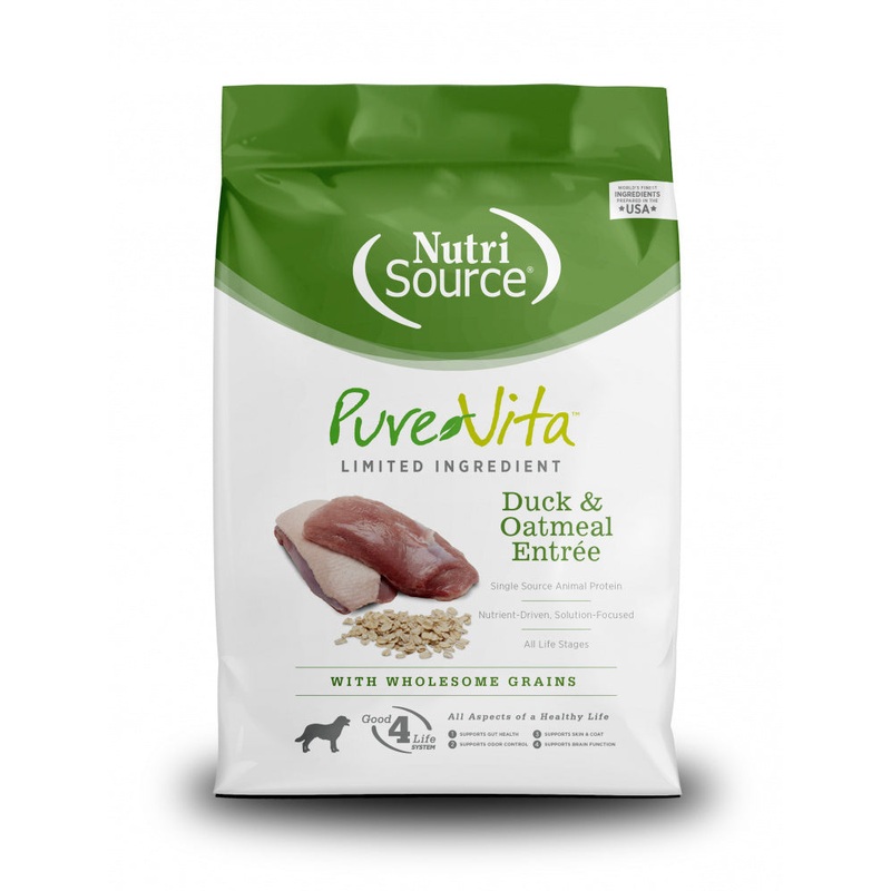 NutriSource Pure Vita Dry Dog Food, Duck and Oatmeal