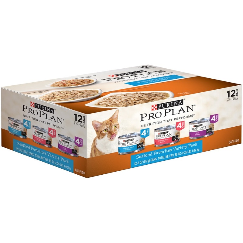 Purina Pro Plan Savor Seafood Entrees Variety Pack Adult Canned Cat Food