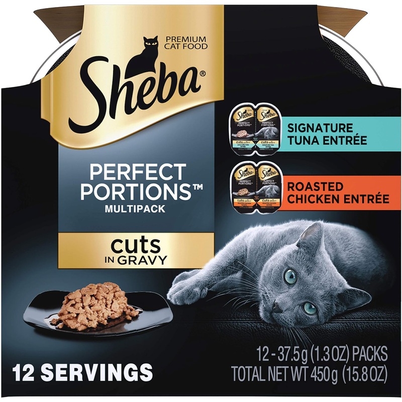 Sheba Perfect Portions Cuts in Gravy Multipack with Salmon and Tuna Wet Cat Food