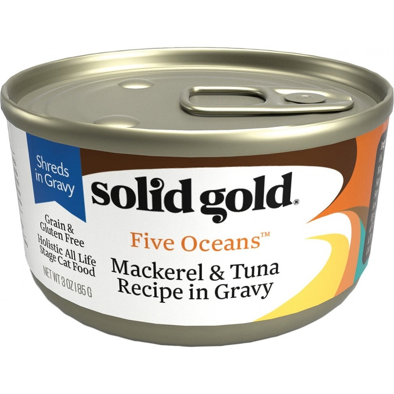 Solid Gold Five Oceans Grain Free Mackerel & Tuna in Gravy Recipe Canned Cat Food