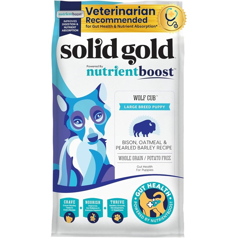 Solid Gold Large Breed Puppy Gut Health Real Bison & Oatmeal Whole Grain Dry Dog Food