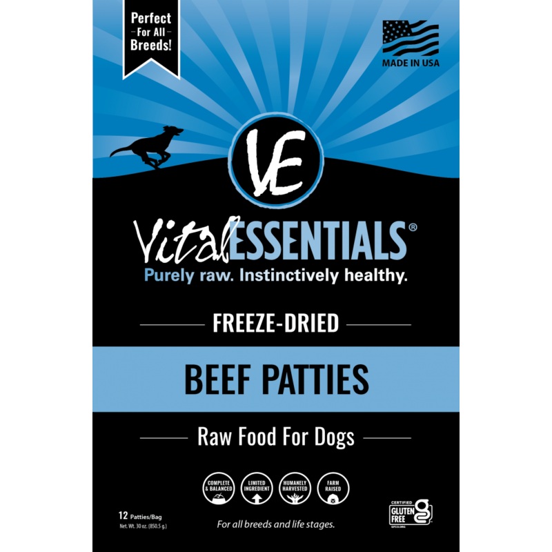 Vital Essentials Beef Patties Freeze Dried Dog Food