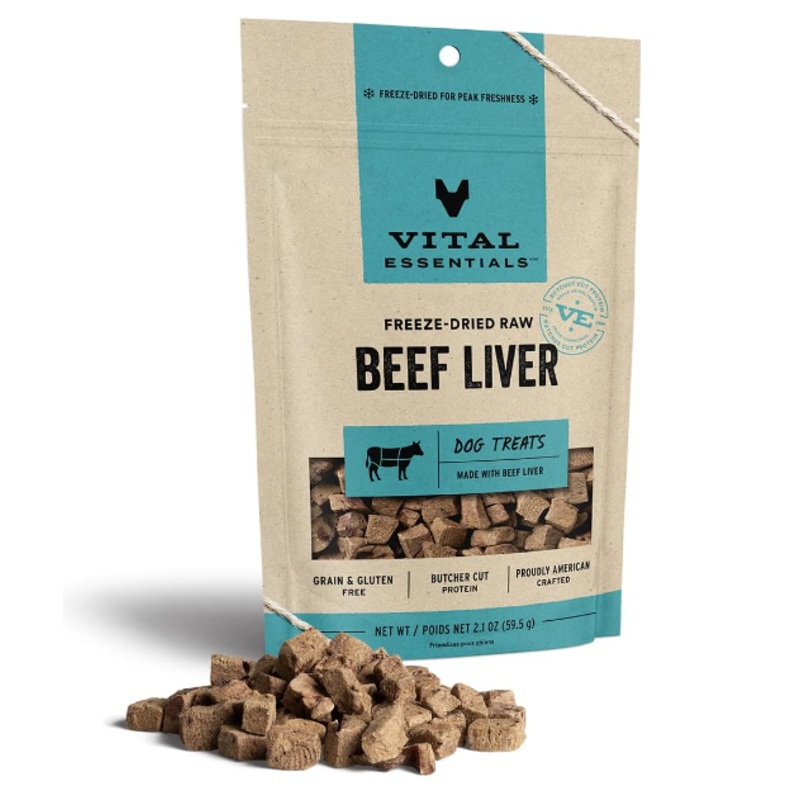Vital Essentials Freeze Dried Grain Free Beef Liver Limited Ingredient Dog Treats