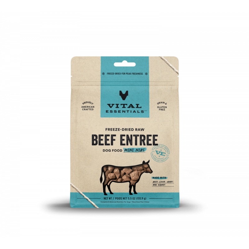 Vital Essentials Freeze Dried Grain Free Beef Mini Nibs Entree for Dogs Food