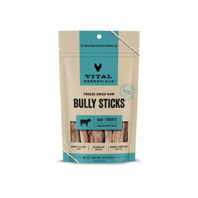 Vital Essentials Freeze Dried Vital Treats Grain Free Bully Sticks Dog Treats