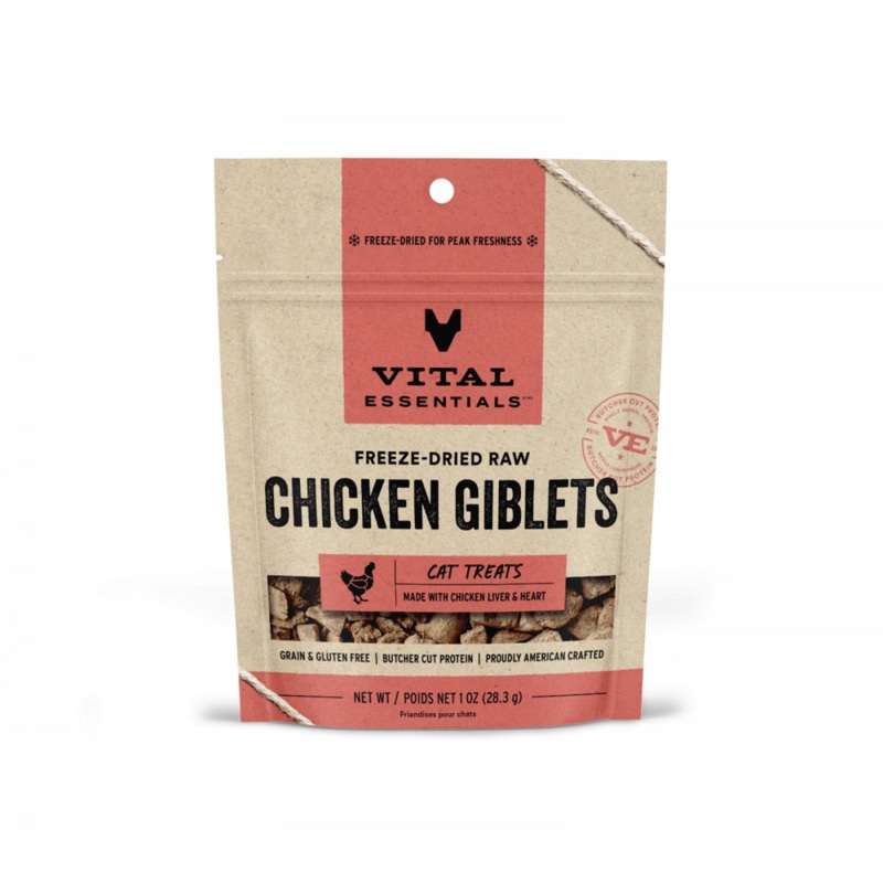 Vital Essentials Vital Cat Freeze Dried Grain Free Chicken Giblets Cat Treats