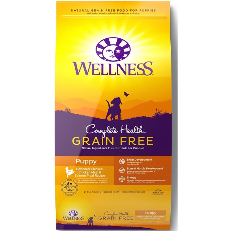 Wellness Complete Health Grain Free Puppy Deboned Chicken, Chicken Meal and Salmon Meal Recipe Dry Dog Food