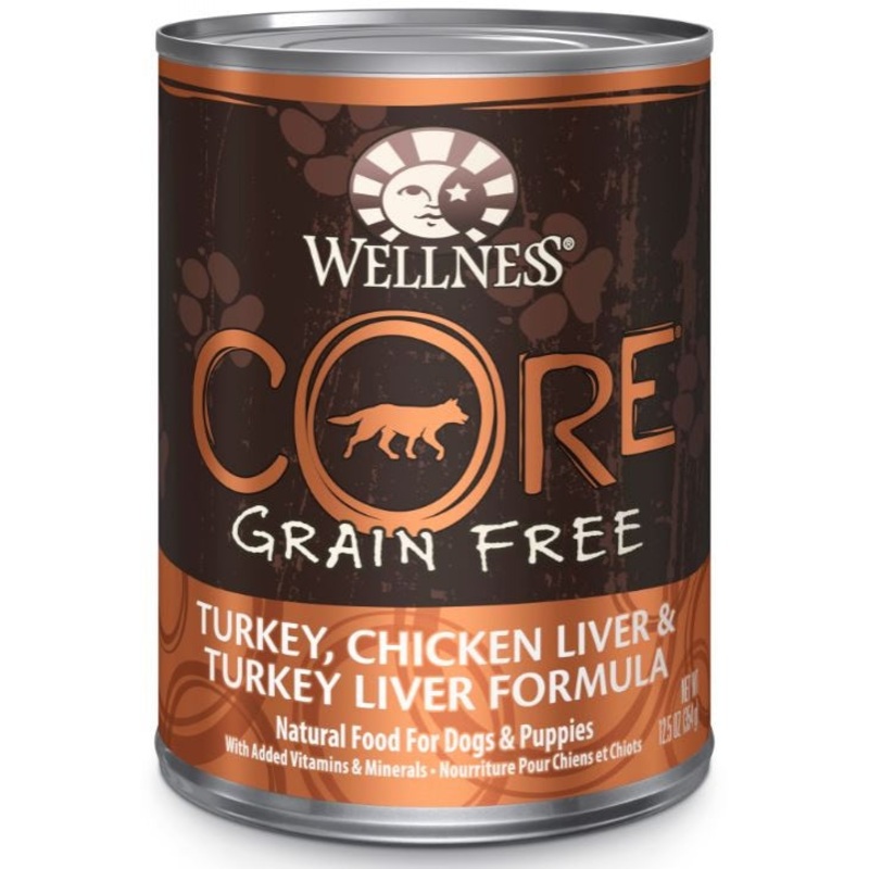 Wellness CORE Grain Free Natural Turkey, Chicken and Turkey Liver Recipe Wet Canned Dog Food