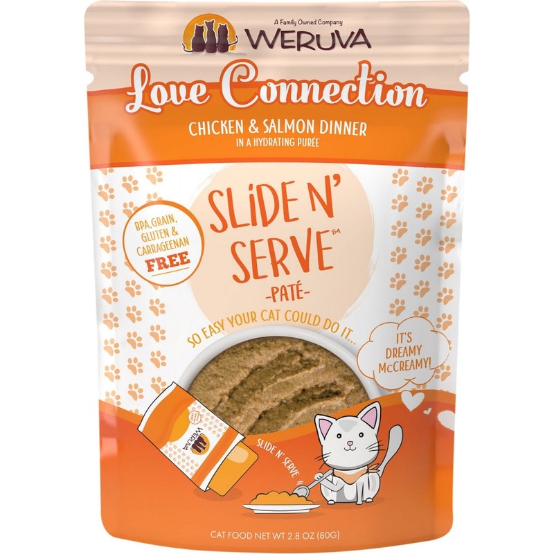 Weruva Slide N’ Serve Grain Free Love Connection Chicken & Salmon Dinner Wet Cat Food Pouch