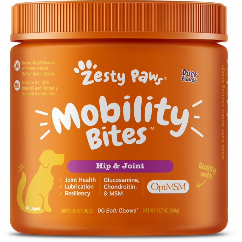 Zesty Paws Mobility Bites Duck Flavor Hip & Joint Support Soft Chews For Dogs