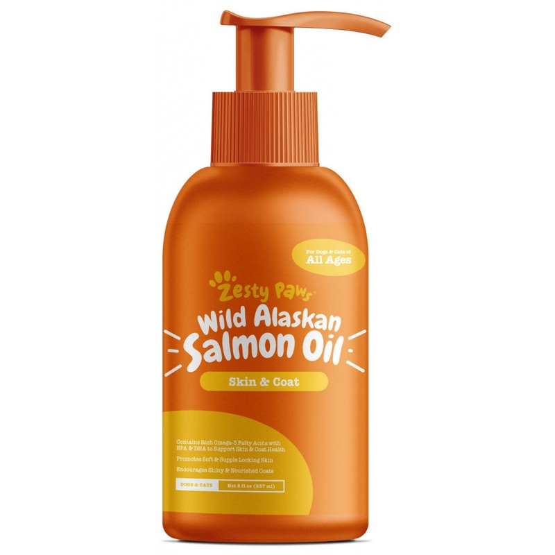 Zesty Paws Natural Skin & Coat Support Pure Wild Alaskan Salmon Oil for Dogs & Cats