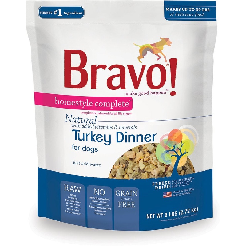 Bravo! Freeze Dried Homestyle Complete Turkey Dinner For Dogs Food