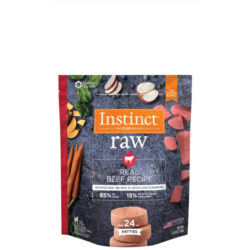 Instinct 85/15 Raw All Natural Beef Recipe for Dogs Patties