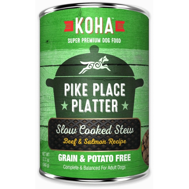 KOHA Grain & Potato Free Pike Place Platter Slow Cooked Stew with Beef & Salmon Canned Dog Food