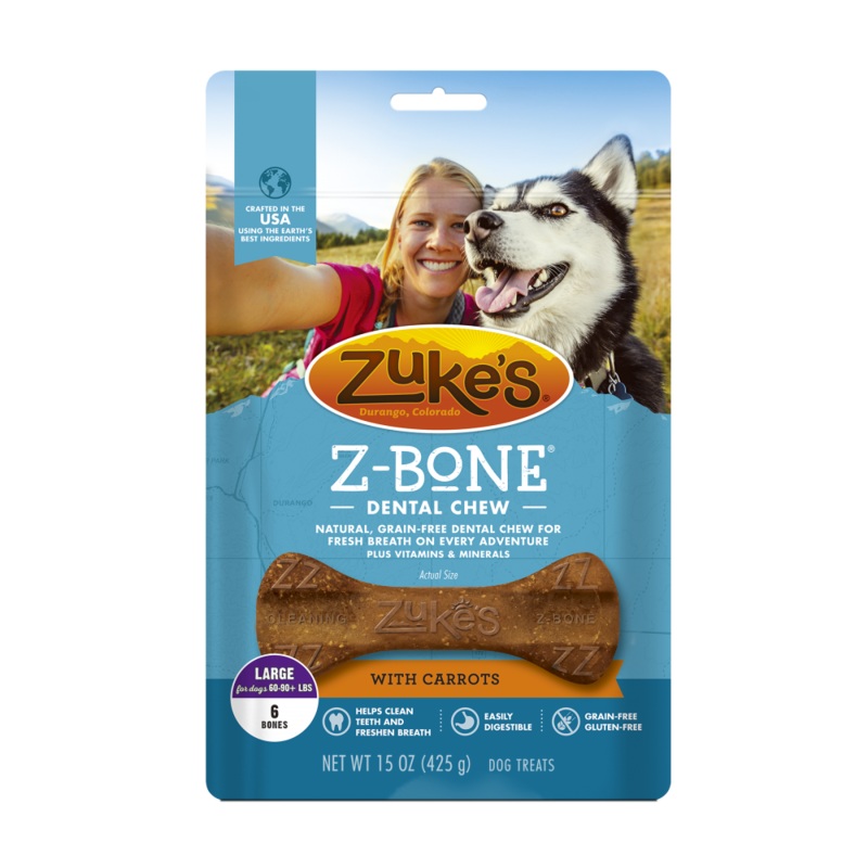 Zukes Z-Bones Grain Free Clean Carrot Crisp Dental Dog Treats