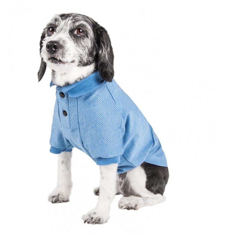Pet Life Active Relax Stretch Fur Flexed Blue Polo T-Shirt