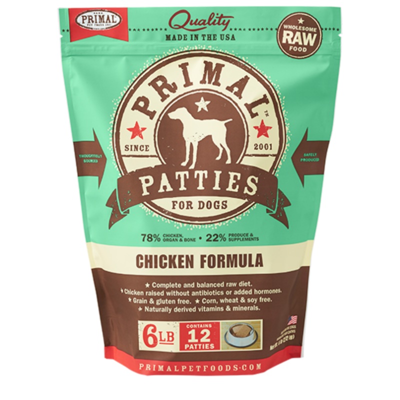 PRIMAL DOG RAW FROZEN CHICKEN PATTIES