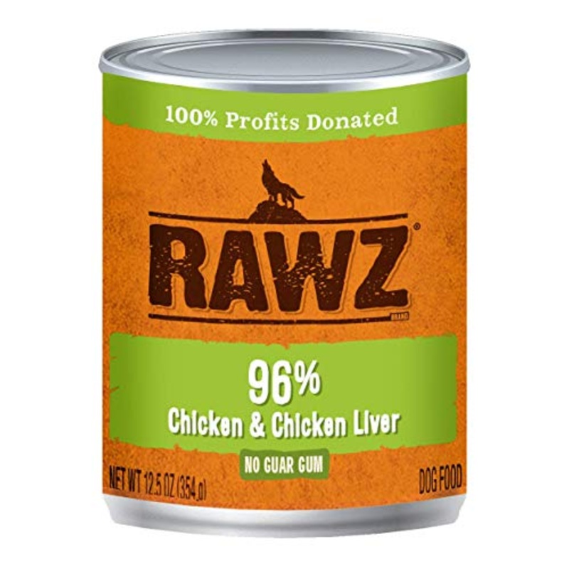 Rawz 96% Chicken and Chicken Liver Canned Food for Dogs 12/12.5 oz Cans