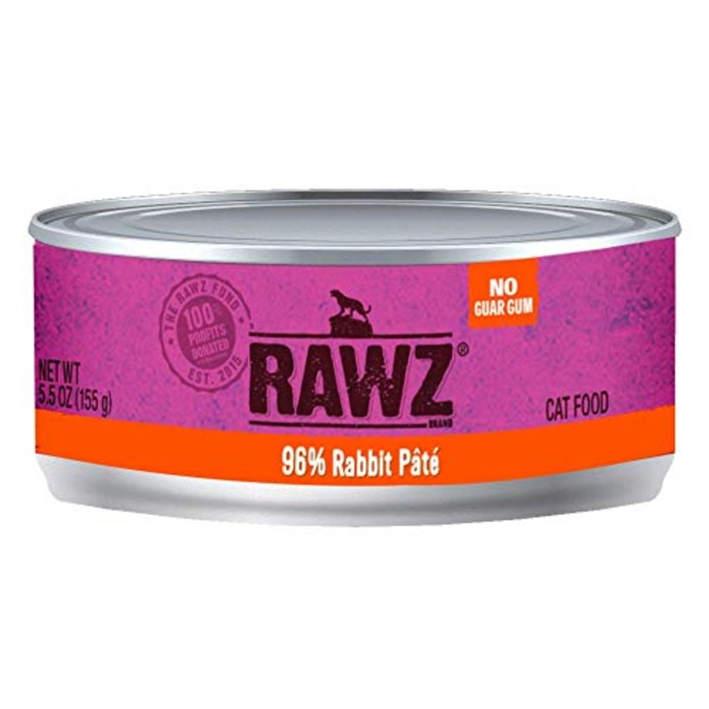 Rawz 96% Rabbit Pate Cat Food 24/5.5 oz Cans