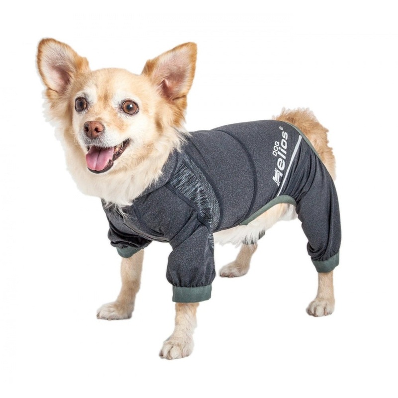 Pet Life Dog Helios Namastail Charcoal Black Full Bodied Performance Breathable Yoga Dog Hooded Tracksuit