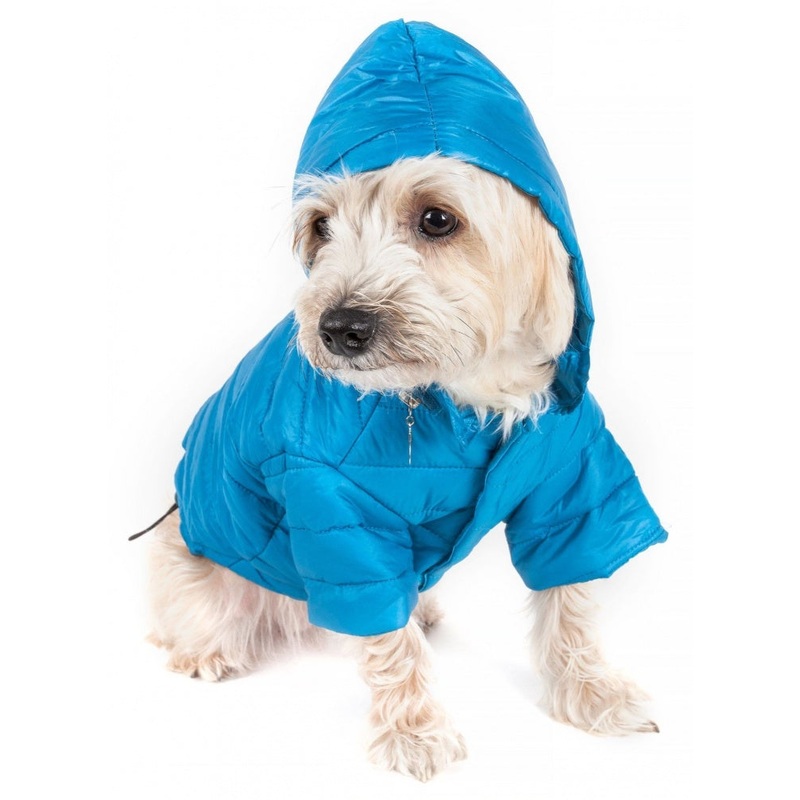 Pet Life Adjustable Blue Sporty Avalanche Dog Coat with Pop Out Zippered Hood