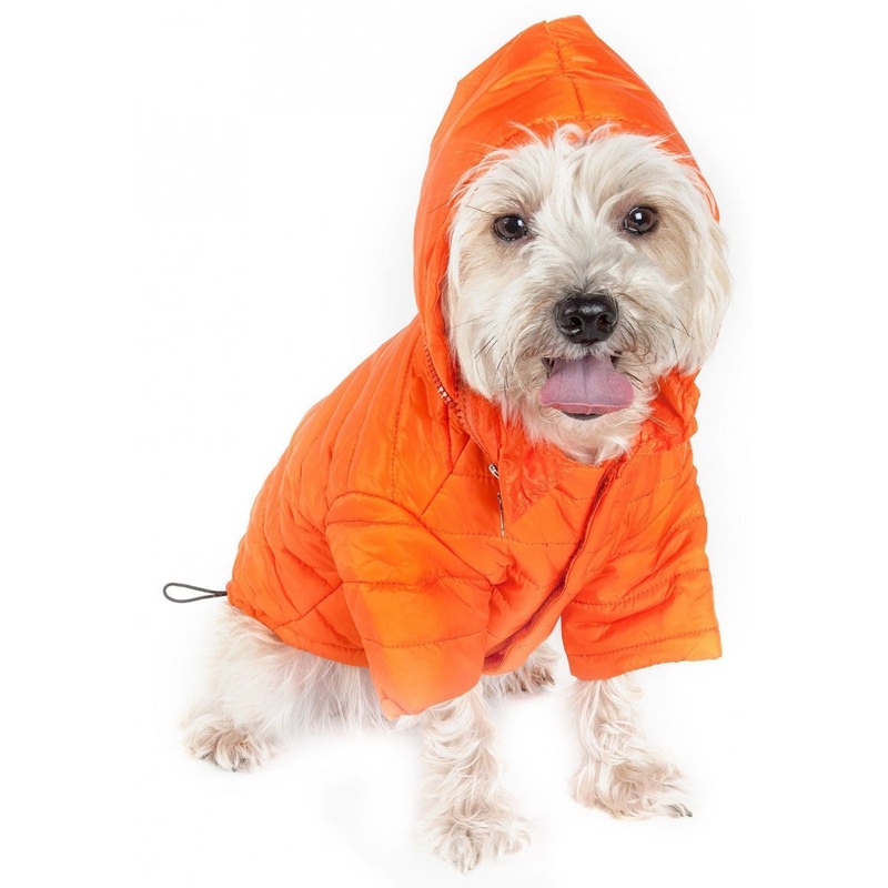 Pet Life Adjustable Orange Sporty Avalanche Dog Coat with Pop Out Zippered Hood