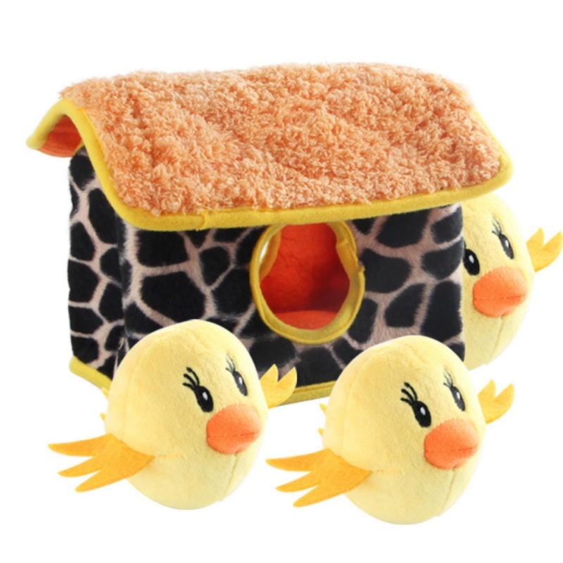 Pet molar toy hiding yellow cat